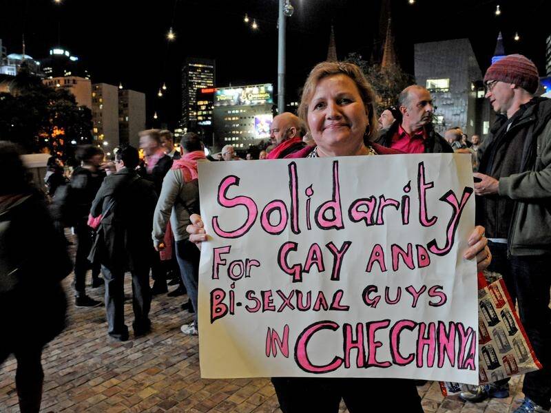 Melburnians held a candlelight vigil in 2017 to protest gay men being killed in Chechnya.