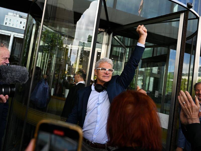 "Today I serve my country," David McBride told more than 100 supporters outside court. (Lukas Coch/AAP PHOTOS)