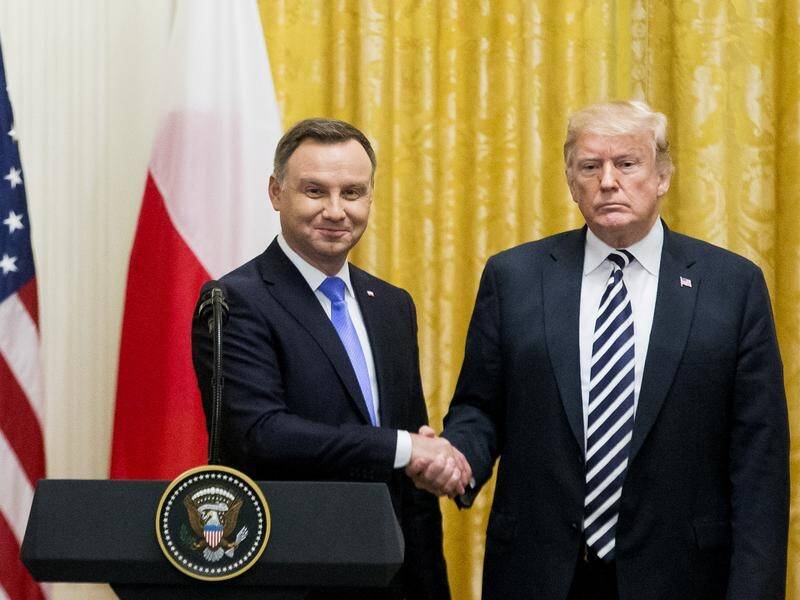Polish President Andrzej Duda has urged President Donald Trump to set up a US base in Poland.