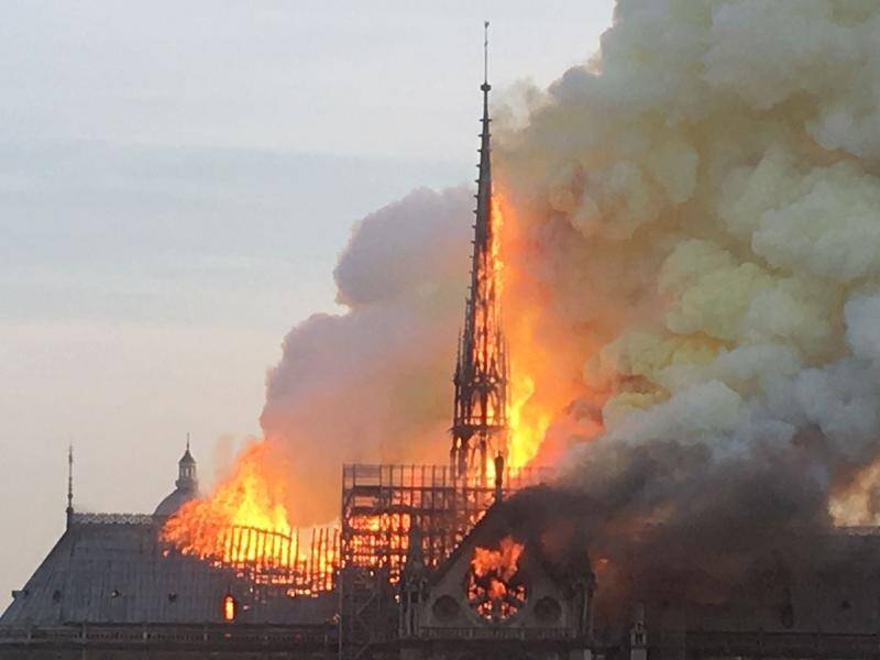 Politicians are united in grief over the blaze that has devastated Notre Dame Cathedral in Paris.