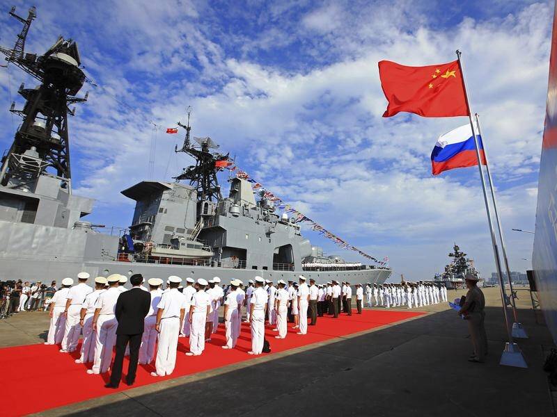 Russia and China are to conduct joint tactical manoeuvres in the Pacific Ocean, Moscow says. (AP PHOTO)