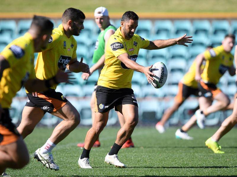 There are plenty of tributes for Wests Tigers player Benji Marshall (C) ahead of his 300th NRL game.