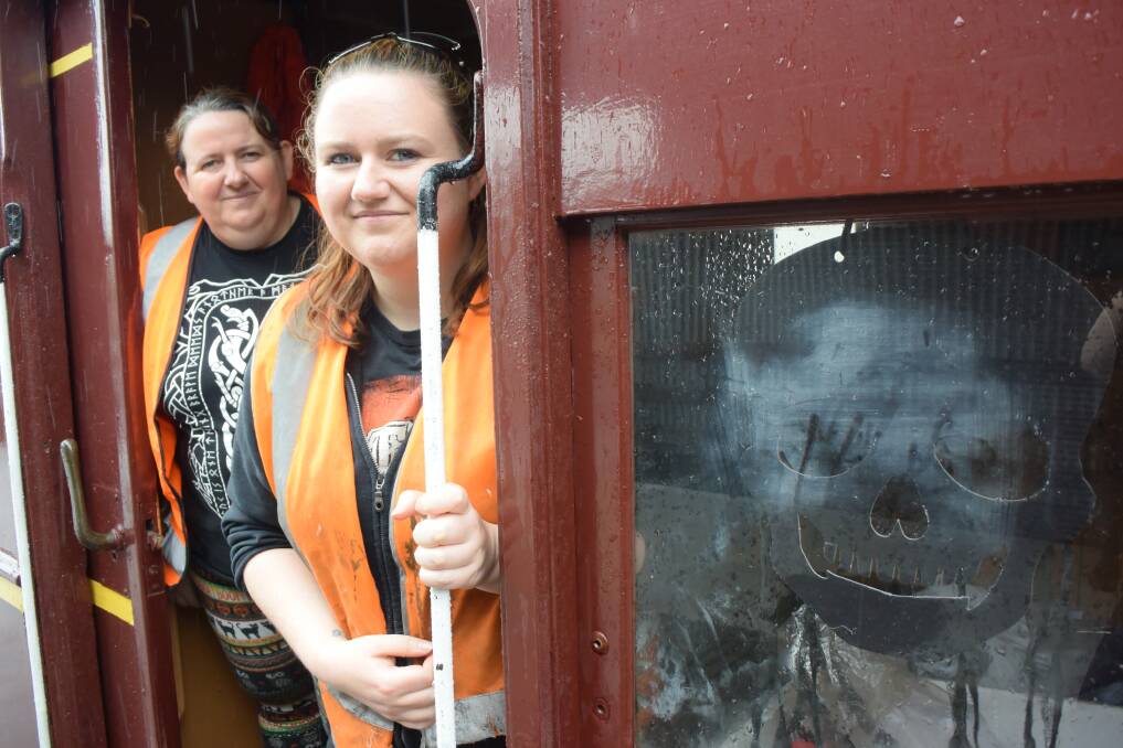 SPECIAL 'SPOOKY' SERVICE: Lachlan Valley Railway volunteer decorators Linda Hawkless. Picture: KIRSTY HORTON. 