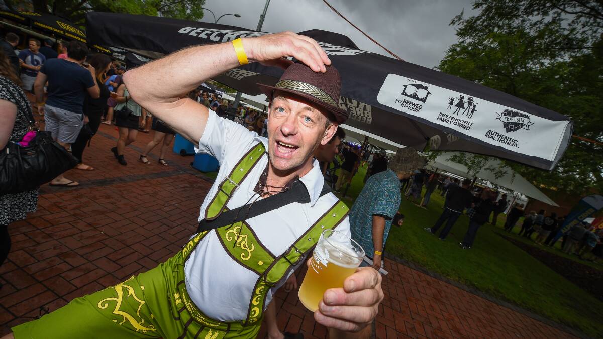 FUN: Albury's Garrie Filer at the  Inaugural Great Australian Beer Festival Albury.