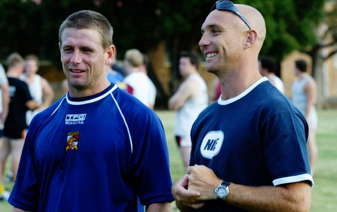 IN GOOD COMPANY: Jamy Forbes (right) with good mate and then Newcastle Knights player Billy Peden in 2003.