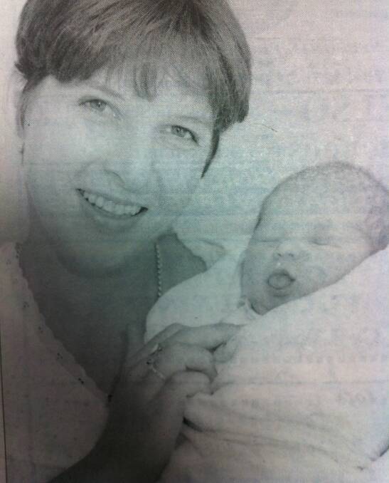 From the Western Advocate, December 1995. Monica Therese Peet with her mum, Amanda.