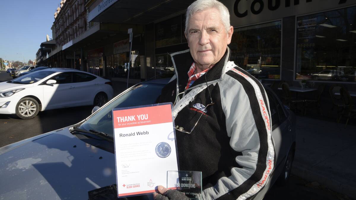 PRIDE: Ron Webb, a man who is no stranger to hard times, received recognition this week for his contribution to the Red Cross Blood Service. Photo: PHILL MURRAY 	061516pron