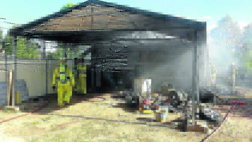 ON SCENE: A shed was destroyed in a fire at Eglinton on Saturday.