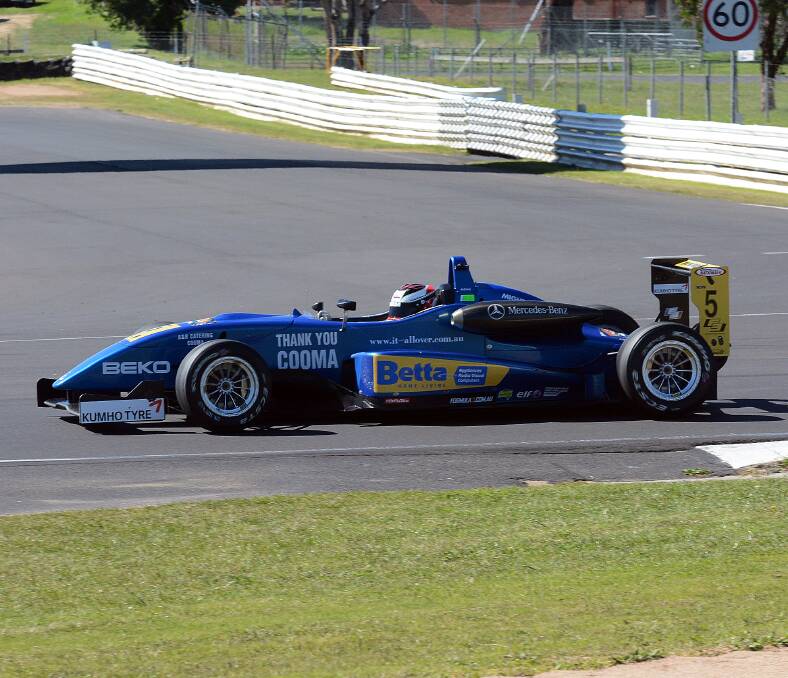 RECORD RUN: Cooma teenager Chris Anthony not only posted his maiden Formula 3 win on Saturday, but clocked an outright Mount Panorama lap record. Photo: PHILL MURRAY 041914pspeed3