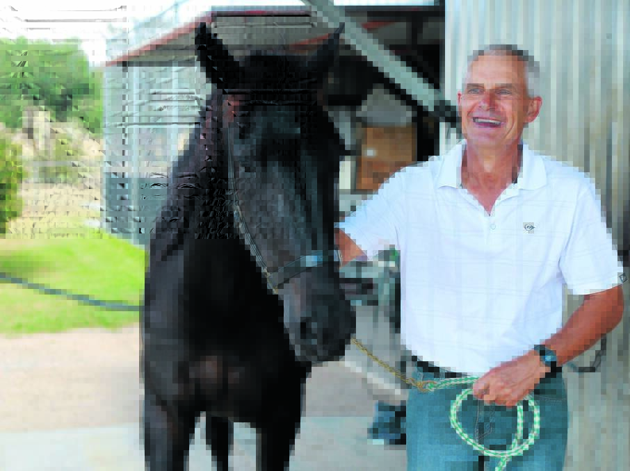 LIVING UP TO HER NAME: Local trainer Peter Trevor-Jones with Im All Courage, who will be running in the Gold Tiara Final on Saturday. Photo: PHIL BLATCH	 032216pbtiara1