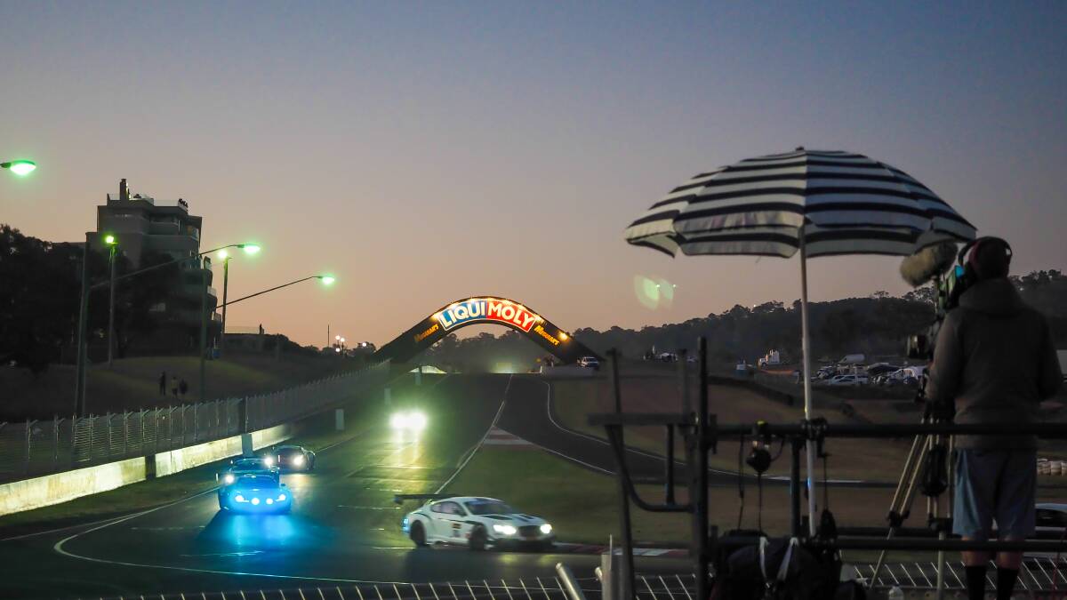 EARLY START: A Bentley entry was among the front runners in the opening laps of the Liqui-Moly Bathurst 12 Hour yesterday. This was the first year Bentleys have competed in the endurance race. Photo: ZENIO LAPKA  020815zmoly6