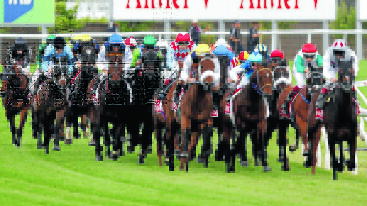 OUT OF STEAM: Former Bathurst apprentice jockey Hugh Bowman was in the hunt on board Junoob (second from right, white with green sleeves) coming onto the home straight during yesterday’s Melbourne Cup, but he had to settle for 18th place. Photo: GETTY IMAGES