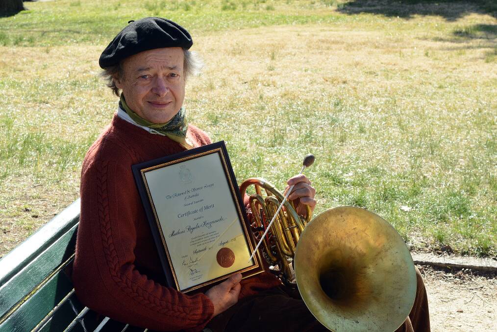 HONOURED: French horn player and conductor Mathias Rogala-Koczorowski has received an award for his service to the RSL. Photo: PHILL MURRAY 080714pmathias