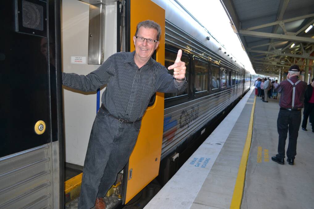 FLASHBACK: John Hollis of Rail Action Bathurst on the Bathurst Bullet’s first journey in 2012. Today the service marks its second anniversary. 102112train3