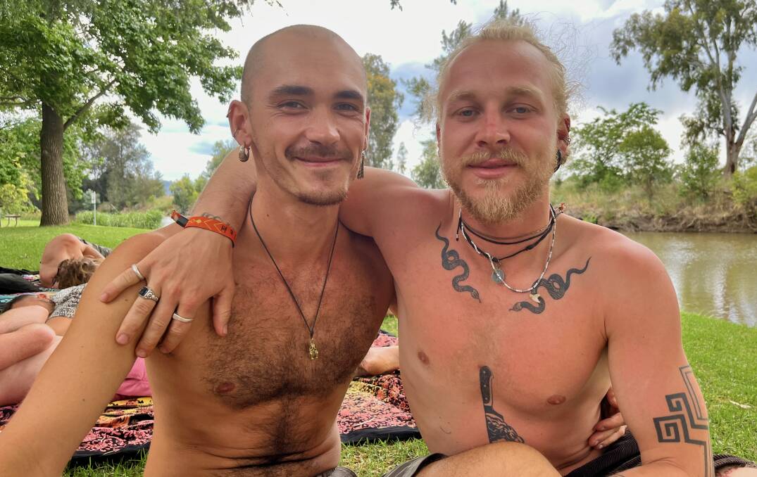 Thibault Delavier (left) with Max Kursave (right) spending some post-festival relaxation at Lawson Park. Photo: Benjamin Palmer