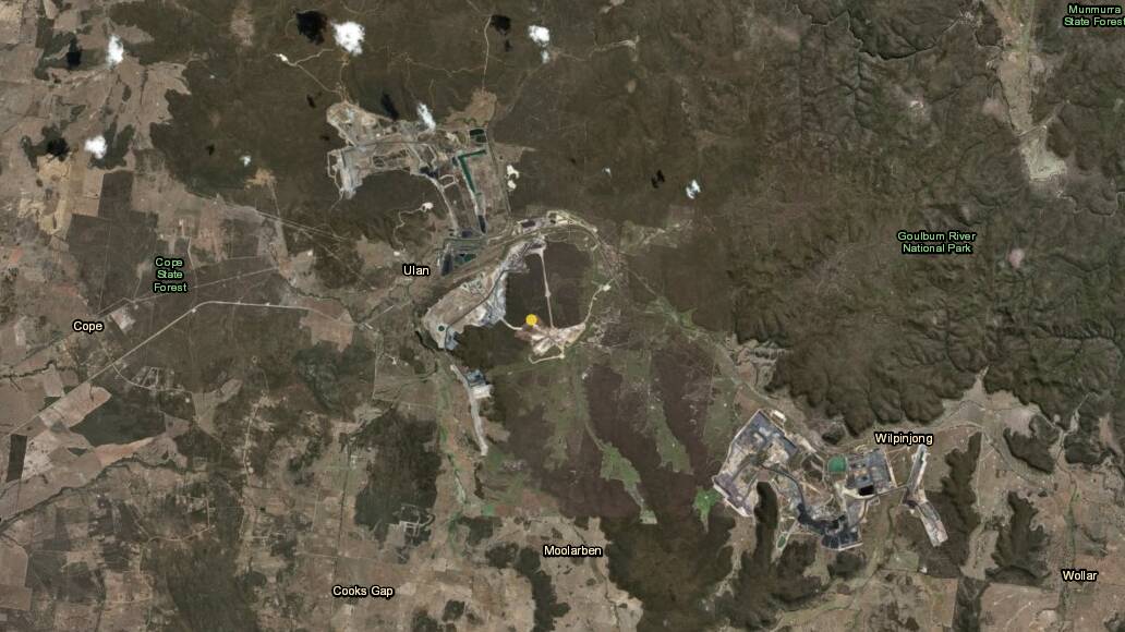 A screenshot from the Geoscience Australia website. The small yellow dot represents the approximate location of the quake.