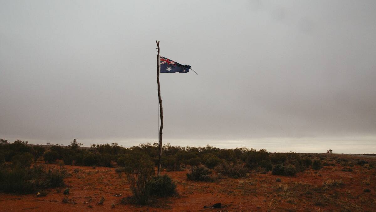 Flying the flag at Scarsdale Station between Broken Hill and Menindee. Picture: Dion Georgopoulos