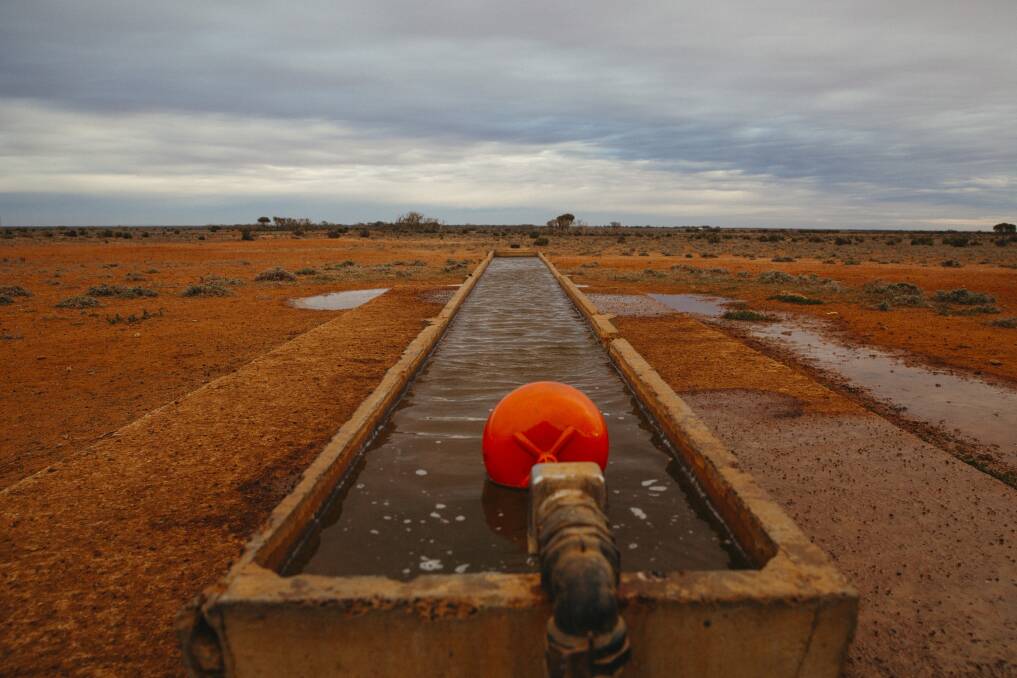 A water trough at Scarsdale Station northwest of Menindee. Picture: Dion Georgopoulos