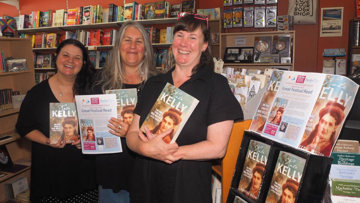 PROGRAM IN PLACE: Bathurst Writers' and Readers' Festival organisers Kylie Shead and Jen Barry with author and artist Rebecca Wilson.