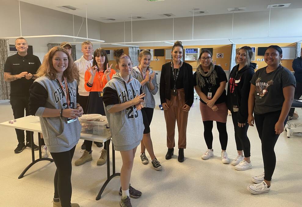 UNI LIFE: Coordinator Brad Golledge, Three Rivers First Nations Rural Health and Pathways leader Jayarna Kay and liaison officer Renae Symons with the students.