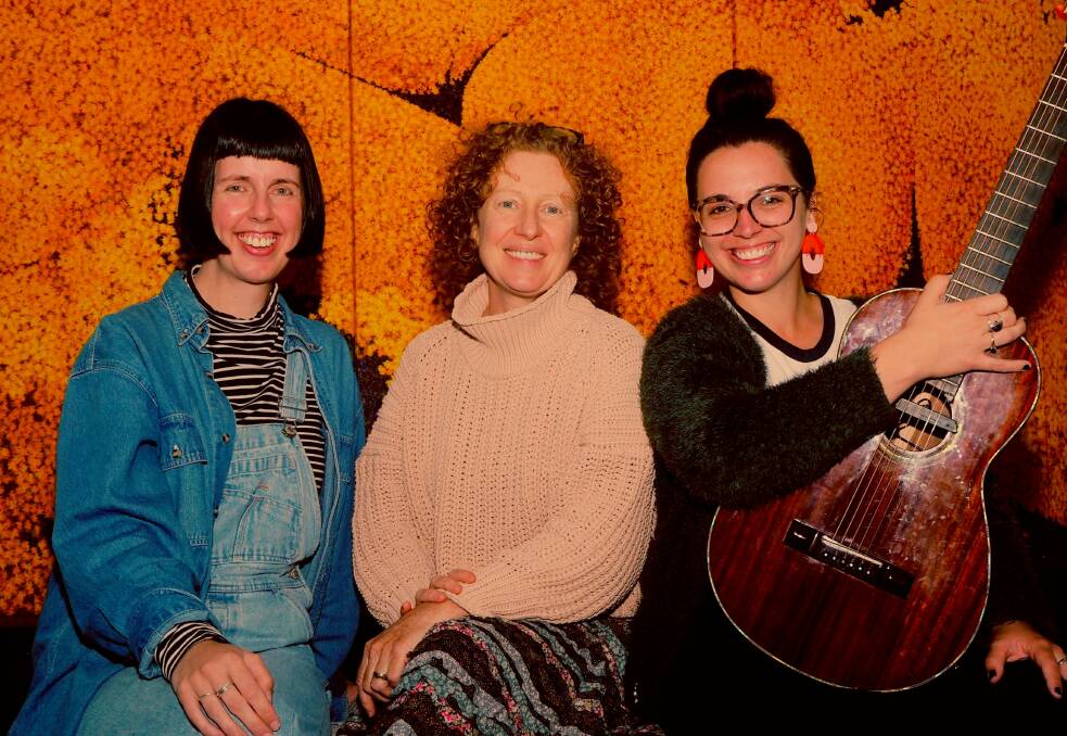 LOCAL THEATRE WITH ORIGINAL MUSIC: Highway of Lost Hearts actor Dr Kate Smith [centre] with composers Abby Smith and Sophie Jones [Smith & Jones]. Photo: SAM BOLT
