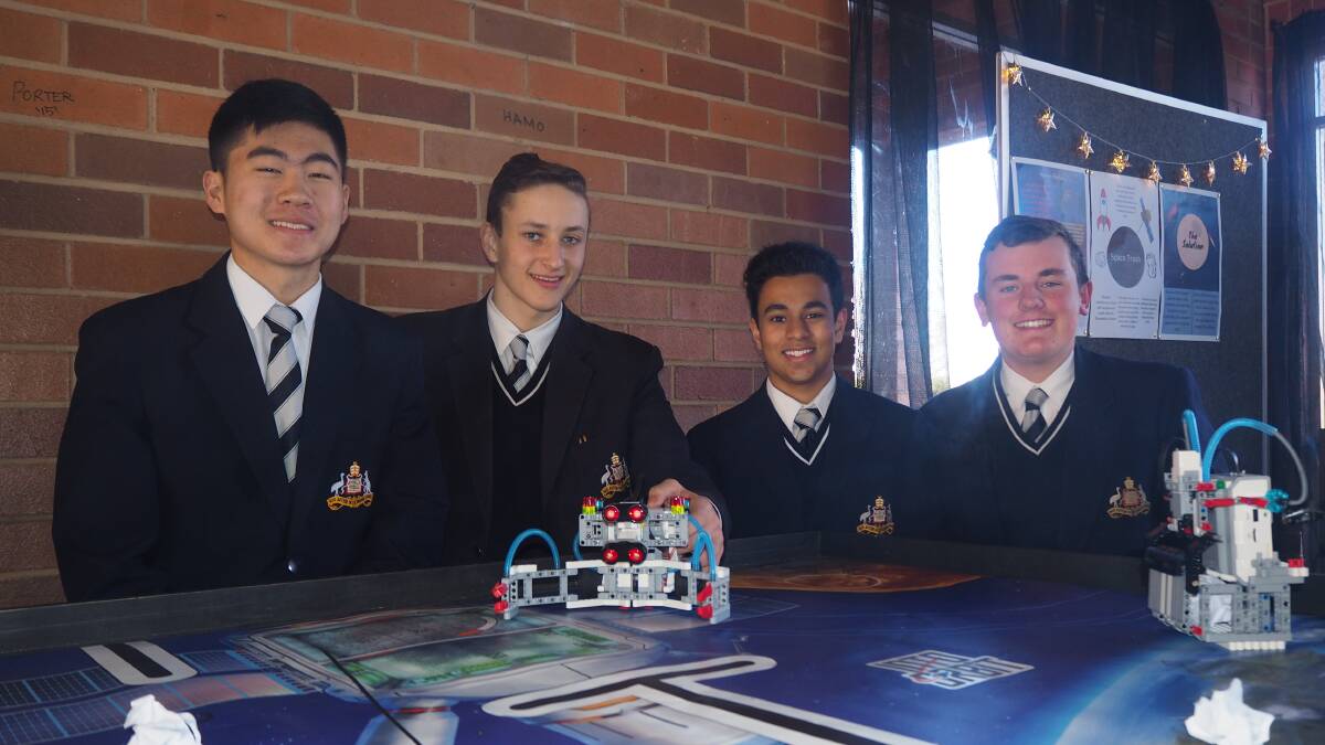 SPACE JUNK SOLUTION: St Stanislaus' College Year 10 students James Zhang, Peter Woodhead, Jacob George and Ethan Oldham. Photo: SAM BOLT