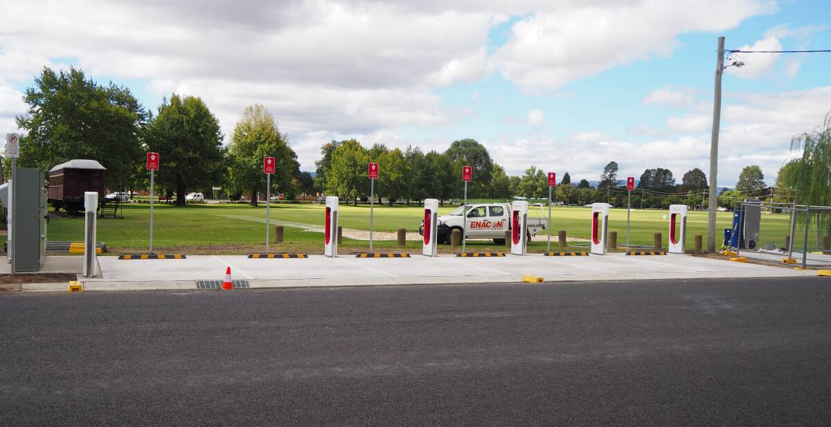 POWER UP: A permanent electric car charging station is taking shape at the Bathurst Visitor Information Centre, with room for seven vehicles.