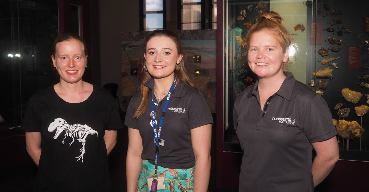BUSY TIMES: Australian Fossil and Mineral Museum staff Hannah Rowland, Simone Roberts and Megan French. Photo: SAM BOLT
