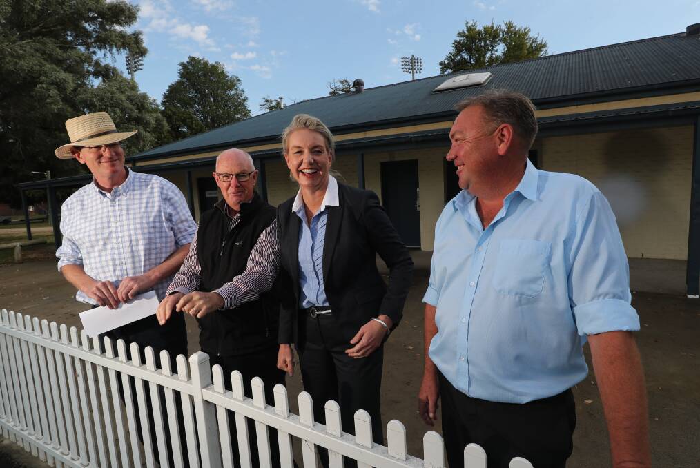NEW SHEEN FOR CANTEEN: Member for Calare Andrew Gee, mayor Graeme Hanger, deputy leader of the Nationals Bridget McKenzie and Bathurst District Cricket Association vice-president Stephen Cain. Photo: PHIL BLATCH
