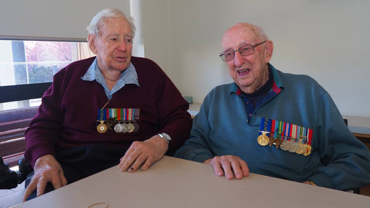 VETERANS: Dick Crossing and Alex Bedwell are two of Bathurst's three known surviving World War II military personnel. Photo: SAM BOLT
