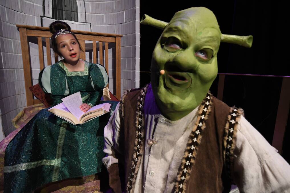 THE PRINCESS AND THE OGRE: Polly Taylor's 'Princess Fiona' and Cameron Russell's 'Shrek' rehearsing at BMEC. Photo:CHRIS SEABROOK 111318cshrek1