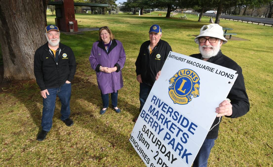 DOWN BY THE RIVER: Bathurst Macquarie Lions Club members Jon Maclean [publicity officer], Sue Longmore [president], Pat Duff and Graham Carter. Photo: CHRIS SEABROOK