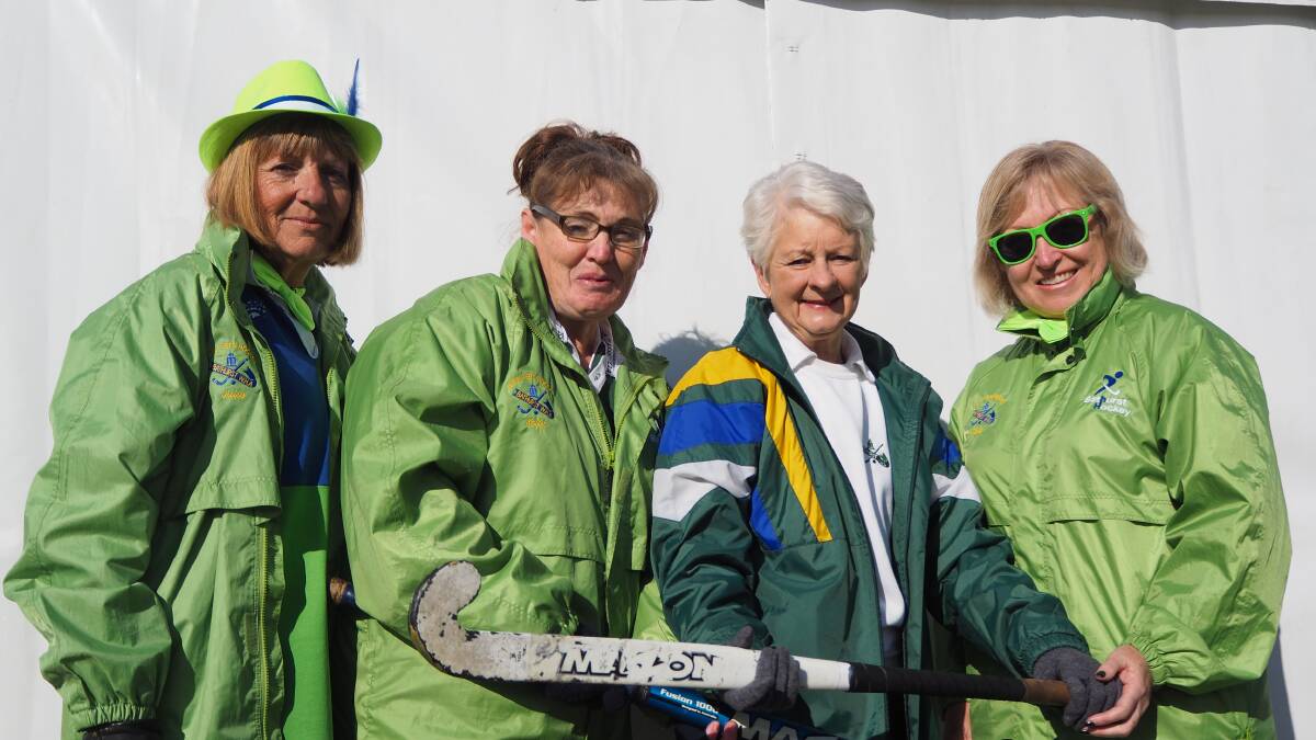 MASTERS FOR LIFE: Bathurst Women's Hockey Association's Julie George [president], Kelly Grant, Ruth Clements and Dale Smith. Photo: SAM BOLT 072819sbmast1