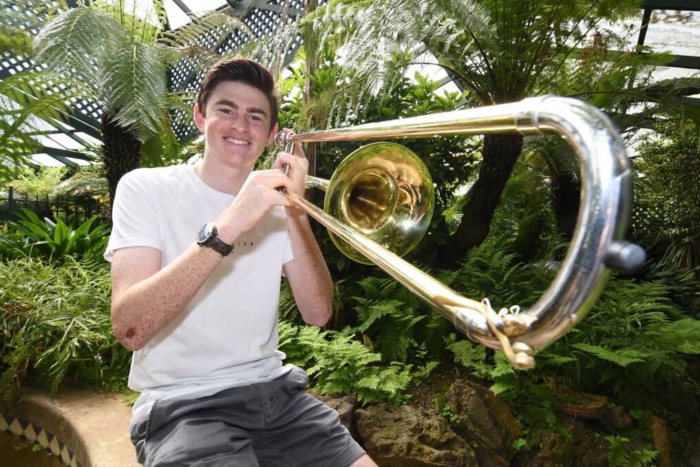 SPECTACULAR: Trombonist Aidan McBurney will be in this year's Schools Spectacular. Photo: CHRIS SEABROOK 103018ctrombne2