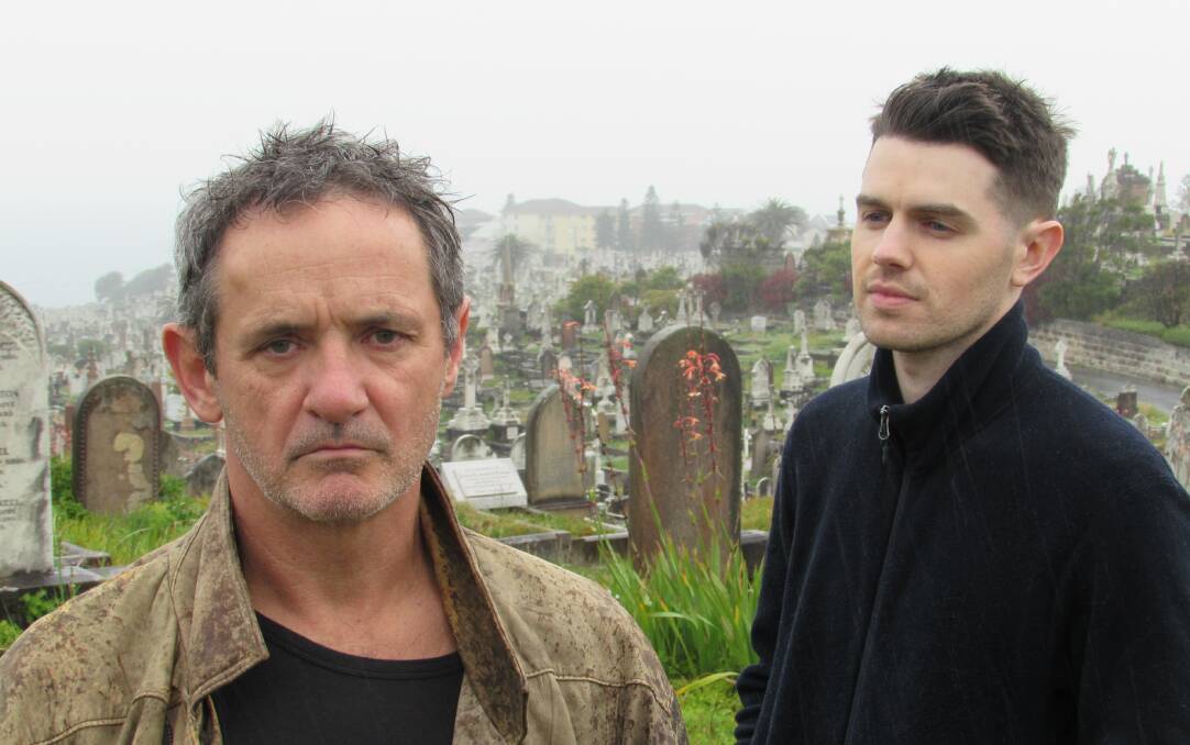 GRAVE FORTUNES: The Silver Tunnel actors Ric Herbert and Tim Matthews. Photo: SUPPLIED