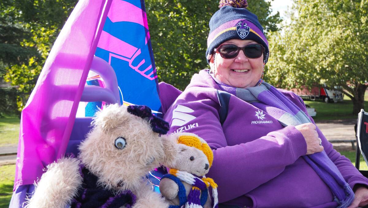 PERFECT STORM: Heather Spickler is a member of Travelin' Thunder, a Sydney-based group of Melbourne Storm supporters who attend every away game. Photo: SAM BOLT