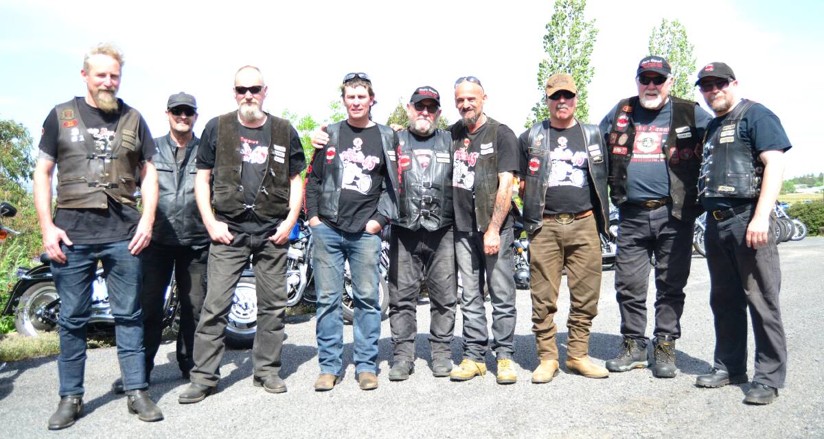 ON TOUR: Members from various chapters of the God's Squad Christian Motorcycle Club pictured at the Bathurst Baptist Church last Friday. Photo: SAM BOLT 110218sbgods3