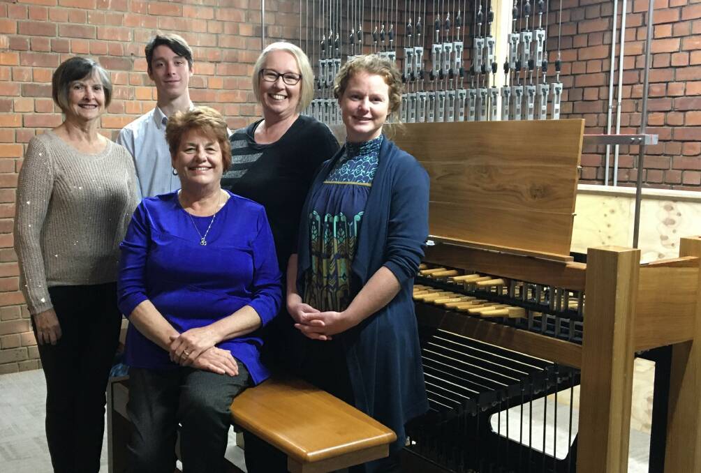 CLAVIER CREW: Canberra National Carillon carillonist Lyn Fuller with Bathurst carillonists Matthew Bignell, Denise Garland, Wendy Murphy and Jennifer Roberts.