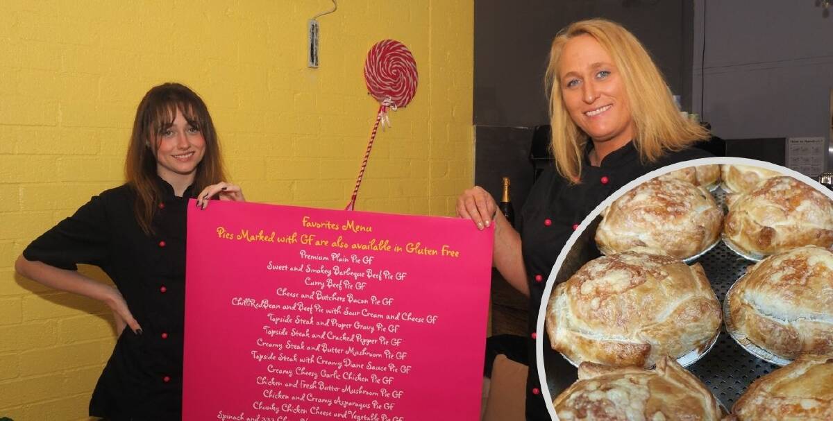 UP TO THE CHALLENGE: Luscious Lucy Plump 'mmm' Juicy's Kitti and Cara Oloman with the venue's new gluten free menu. The shop will partner with the Fun Fair Summer Splash for the Australia Day pie-eating competition.