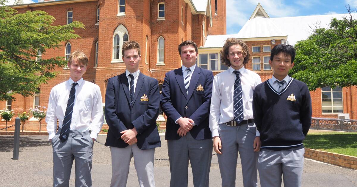 SCHOOL'S OUT: Jack Gillespie, Duncan Sykes, Lachlan Christie-Johnston, Grayson Haynes and Josh Wong after their final HSC exam.
