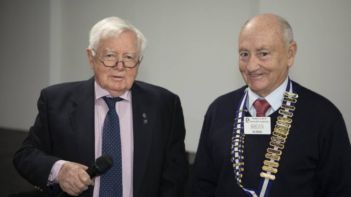 CHANGEOVER: Probus Club of Bathurst Plains immediate past president Ian Mashman with newly installed president Brian Burke. Photo:BILL DEELEY