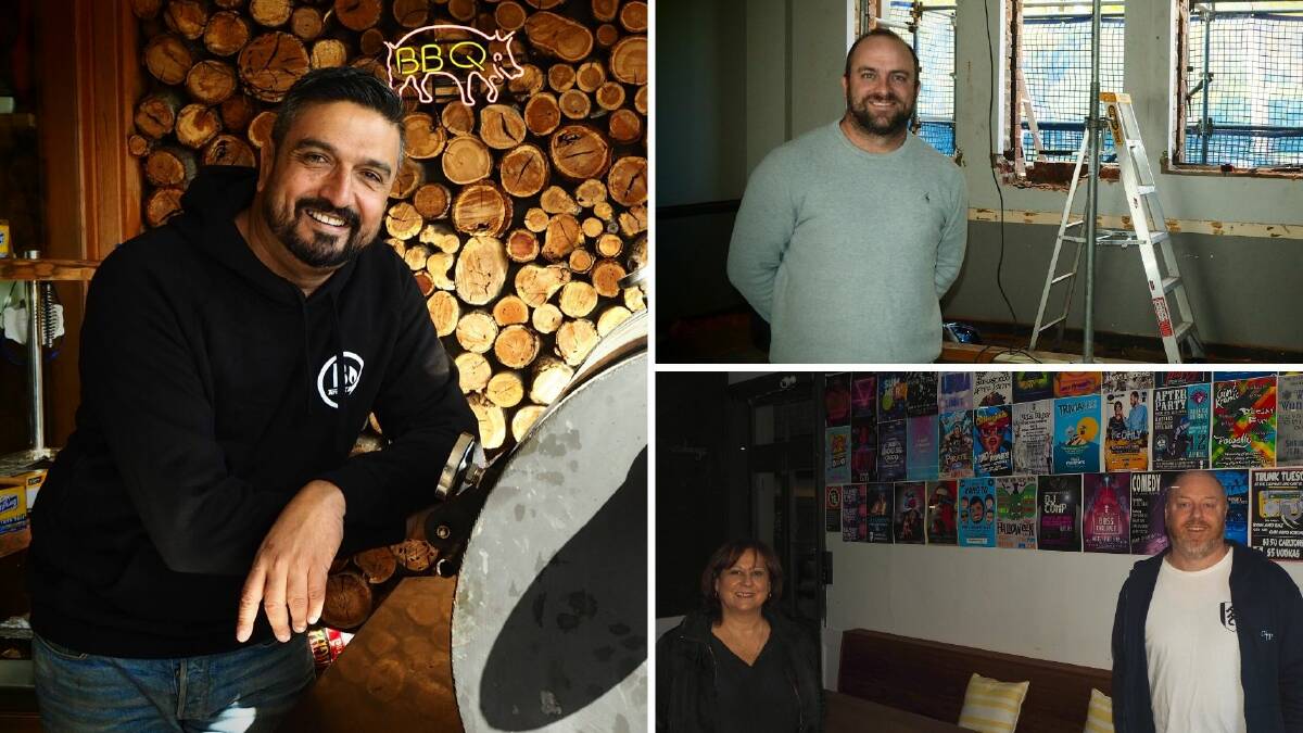 BACK TO BUSINESS: [clockwise, from left] The Oxford Hotel/B Town BBQ owner Ash Lyons, George Hotel owner Matt Harrowsmith and Elephant and Castle Hotel co-owners Annette Amerio and Campbell Gibson. Photos: SAM BOLT