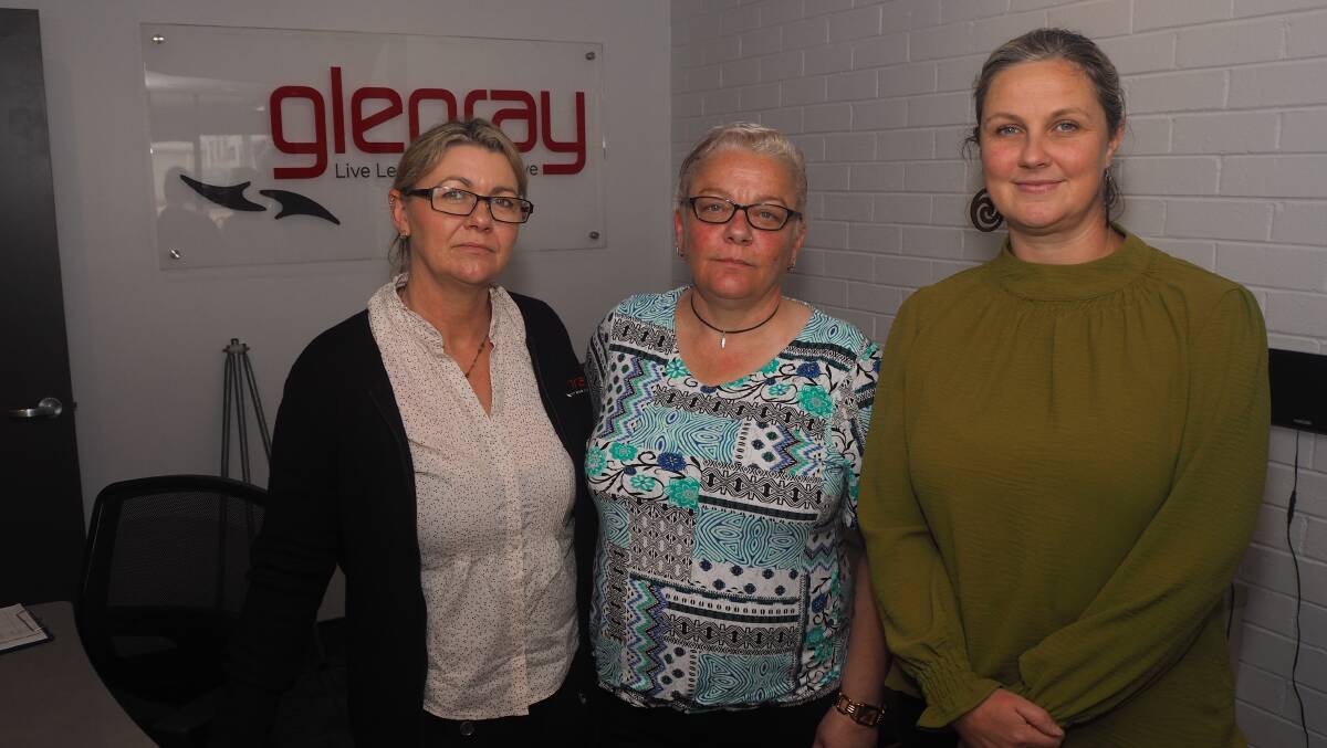 MASSIVE RESPONSE: Glenray staff members Nikki Kildea, Lisa Wood and Elisa Miller. The business received a number of donations for the Barnes family in the leadup to Christmas. Photo: SAM BOLT