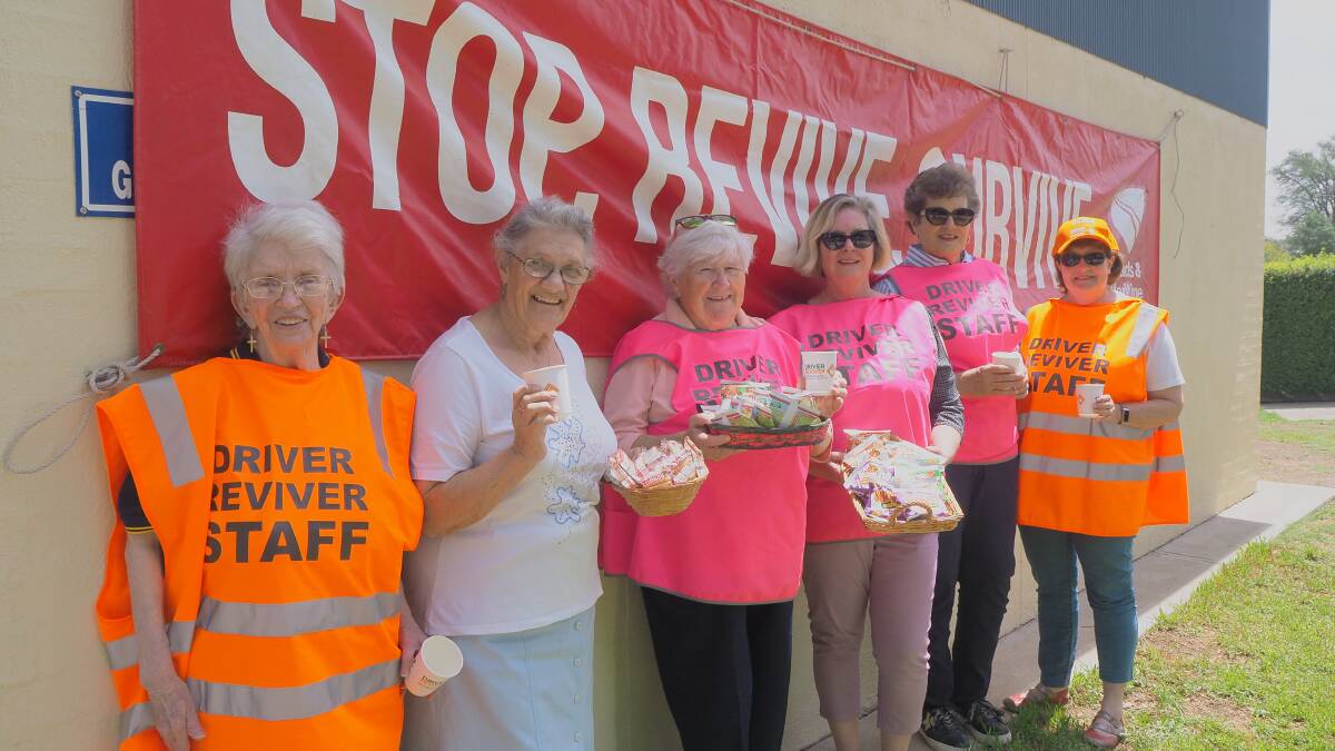 TAKE A BREAK: Members of the Country Women's Association [CWA] Bathurst Day Branch at the Morse Park Driver Reviver kiosk yesterday. Photo: SAM BOLT