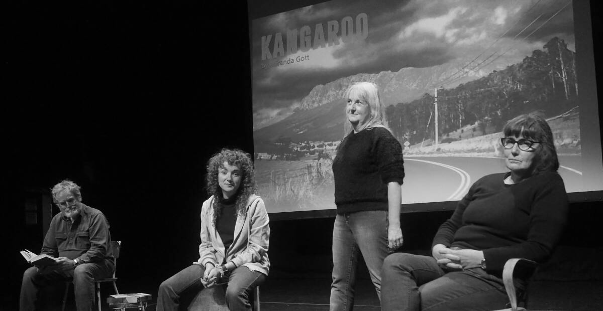 LOCAL CREATION: 'Kangaroo' writer Miranda Gott [second from right] with cast members Duncan Wass, Madelaine Osborn and Geraldine Brown. Photo: SAM BOLT