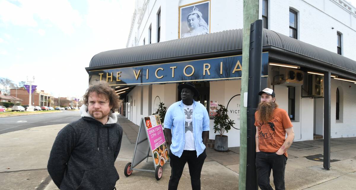 MUSOS: Kris Schubert, Lueth Ajak and Andy Nelson will each perform as part of a return for live music at The Victoria. Photo: CHRIS SEABROOK