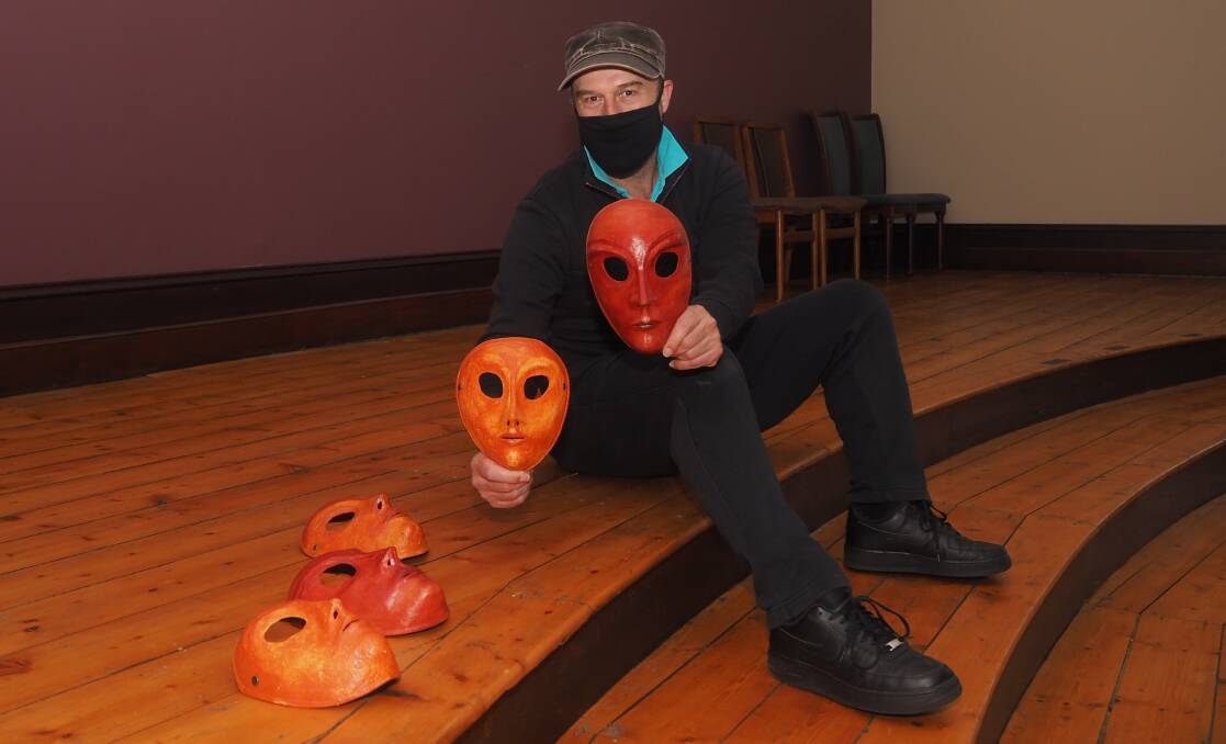 MASKED AND READY: Local theatre instructor Justin Buchta is set to host a series of drama workshops for adults at Keystone 1889 over the next nine Tuesday evenings. Photo: SAM BOLT
