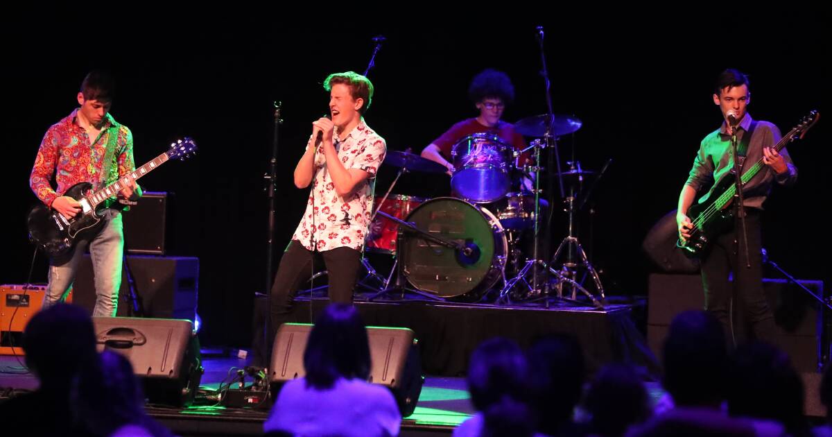 GIG: Unity [Darcy Roberts, Isaac Cove, Gus Fogo and Alex Jonker] perform during the LEAP Band night at the Bathurst Memorial Entertainment Centre [BMEC] in February. Photo: PHIL BLATCH