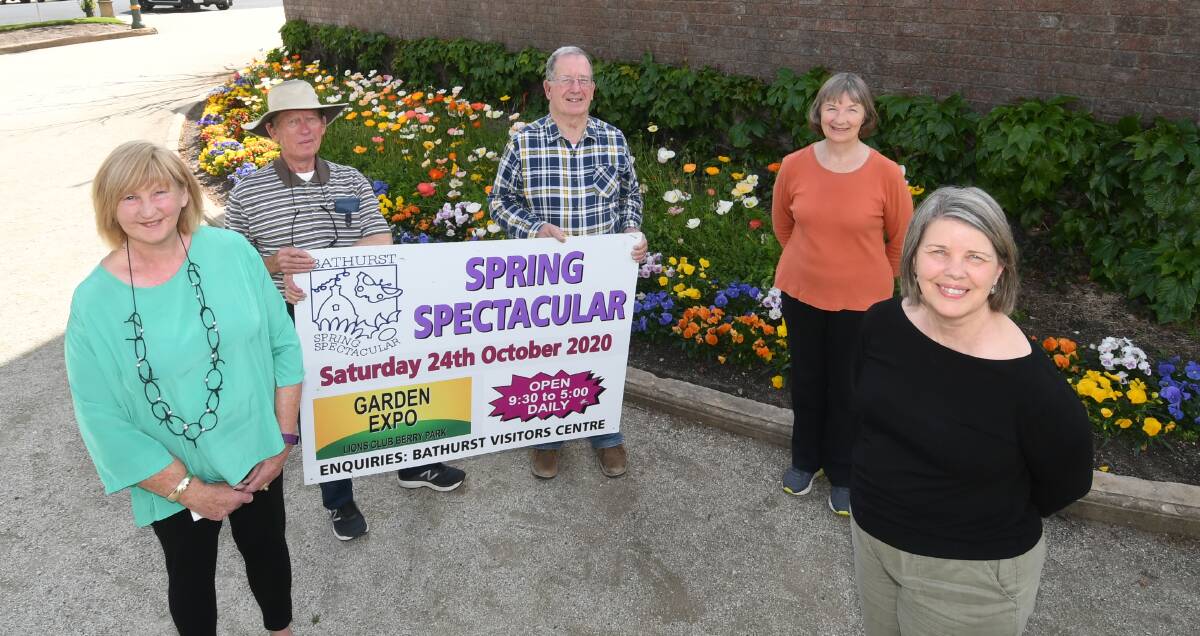 SPRING SPECTACULAR: Bathurst Gardeners' Club members Judy Bayliss, Peter Varman, Ted Reedy, Larraine Griffin and Dianne Thurling. Photo: CHRIS SEABROOK