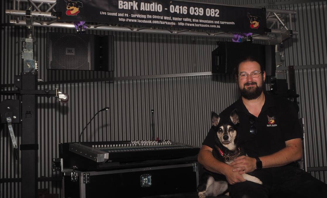 A SOUND GUY: Bark Audio owner Josh Mesilane with his dog [and business mascot], 'Aidee'. Photo: SAM BOLT